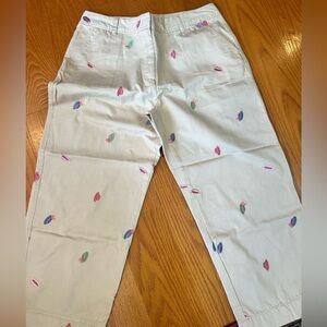 Chadwicks tan capri Pants with Colorful Embroidery hats 
Size 12